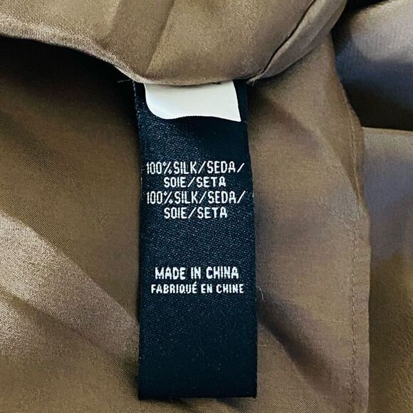 Tibi Taupe Periwinkle Blue Silk Beaded 3/4 Sleeve Blouse Top Sz 2 - Picture 8 of 15